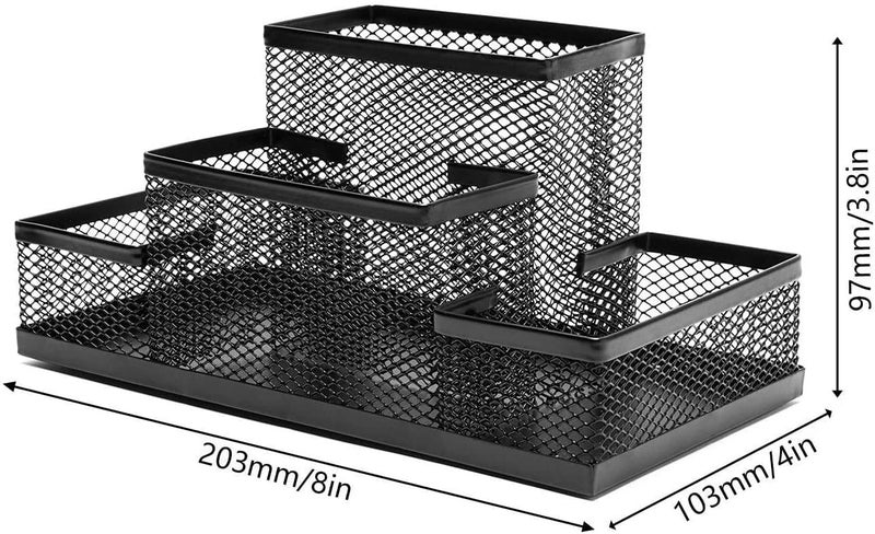 LYDL Mesh Desk Organizer with 4 Compartments, Office Organizer Supplies Accessories for Desk Accessories, Suitable for Home, Office, or Students, Black - Image 3