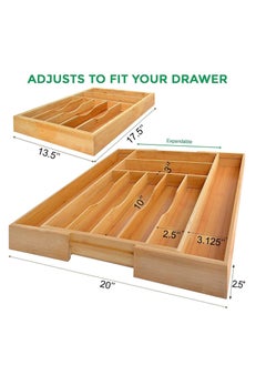Womdee Kitchen Drawer Organizer, Womdee  Expandable Cutlery Tray, Silverware Utensil Holder with Grooved Drawer Dividers for Flatware and Kitchen Utensils  (9 Slot, Natural)  - Image 2