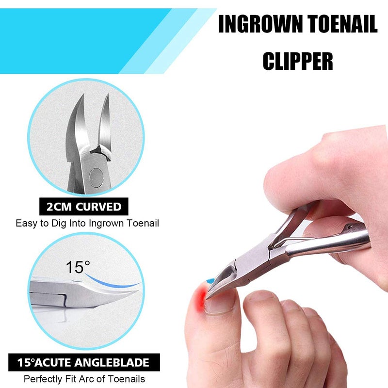 Dualeco Ingrown Toenail Tool Kit (9PCS), Professional Toe Nail Clipper Set for Ingrown & Thick Nail, Stainless Steel Ingrown Toenail Kit, Surgery Grade Manicure Pedicure Tool by Dualeco - Image 3
