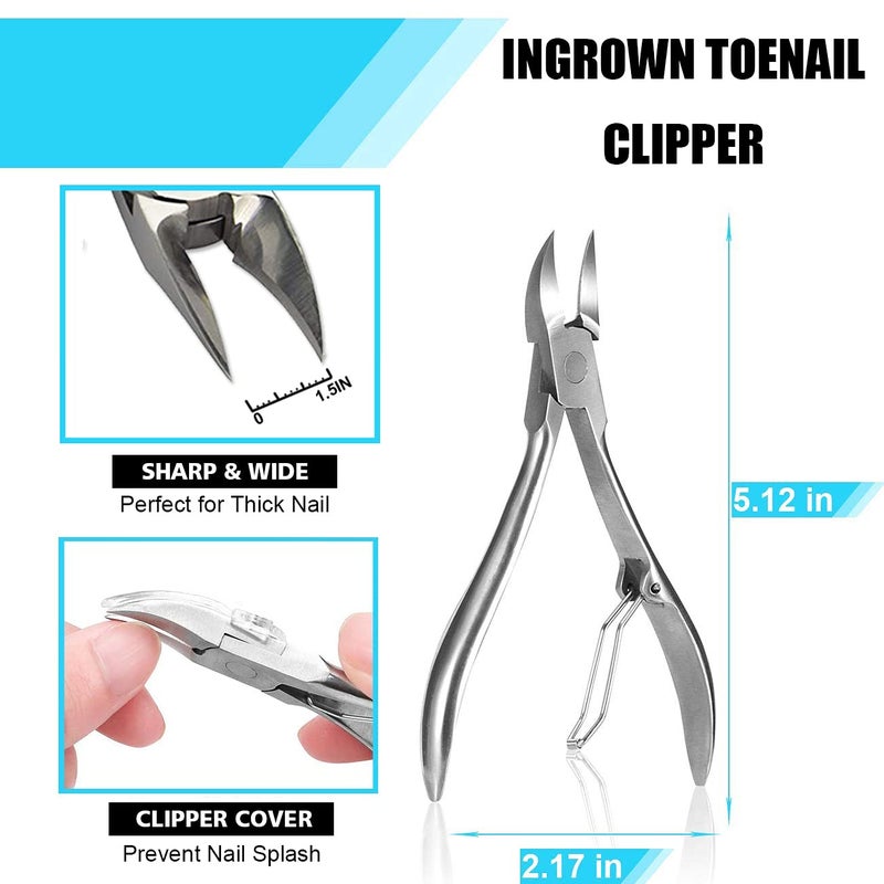 Dualeco Ingrown Toenail Tool Kit (9PCS), Professional Toe Nail Clipper Set for Ingrown & Thick Nail, Stainless Steel Ingrown Toenail Kit, Surgery Grade Manicure Pedicure Tool by Dualeco - Image 4