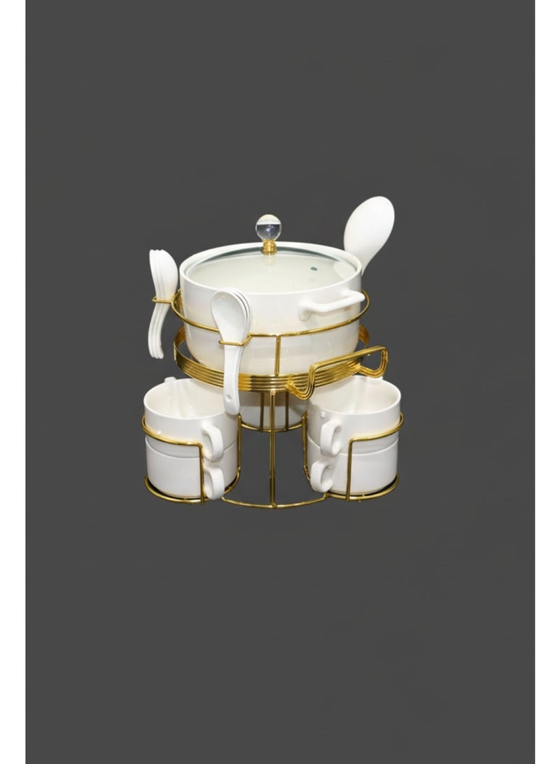 طقم وعاء شوربة مع زبديات تقديم - Image 2