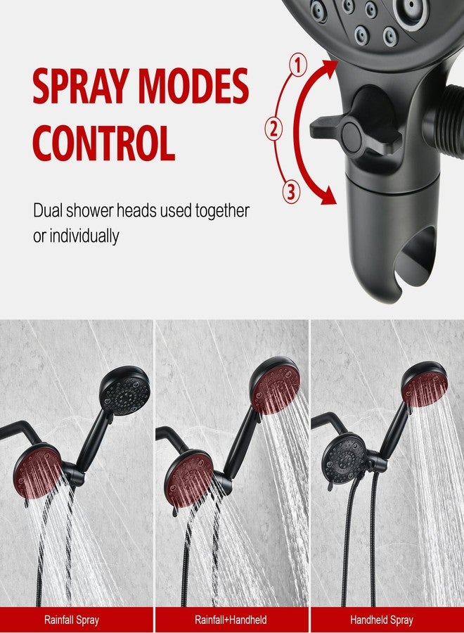 sumerain Matte Black 3-Way Showerhead and Handheld Shower Combo with Shower Hose,Enjoy Luxurious Multi-settings Rain Shower and Hand Held Shower Separately or Together - Image 4