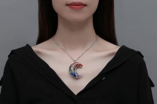MAIBAOTA 7 Chakra Healing Crystal Necklace Gothic Necklaces for Women Crescent Moon Phase Stone Pendant Necklaces Natural Reiki Spiritual Quartz Gemstone Hippie Witch Jewelry Gifts for Women - Image 3