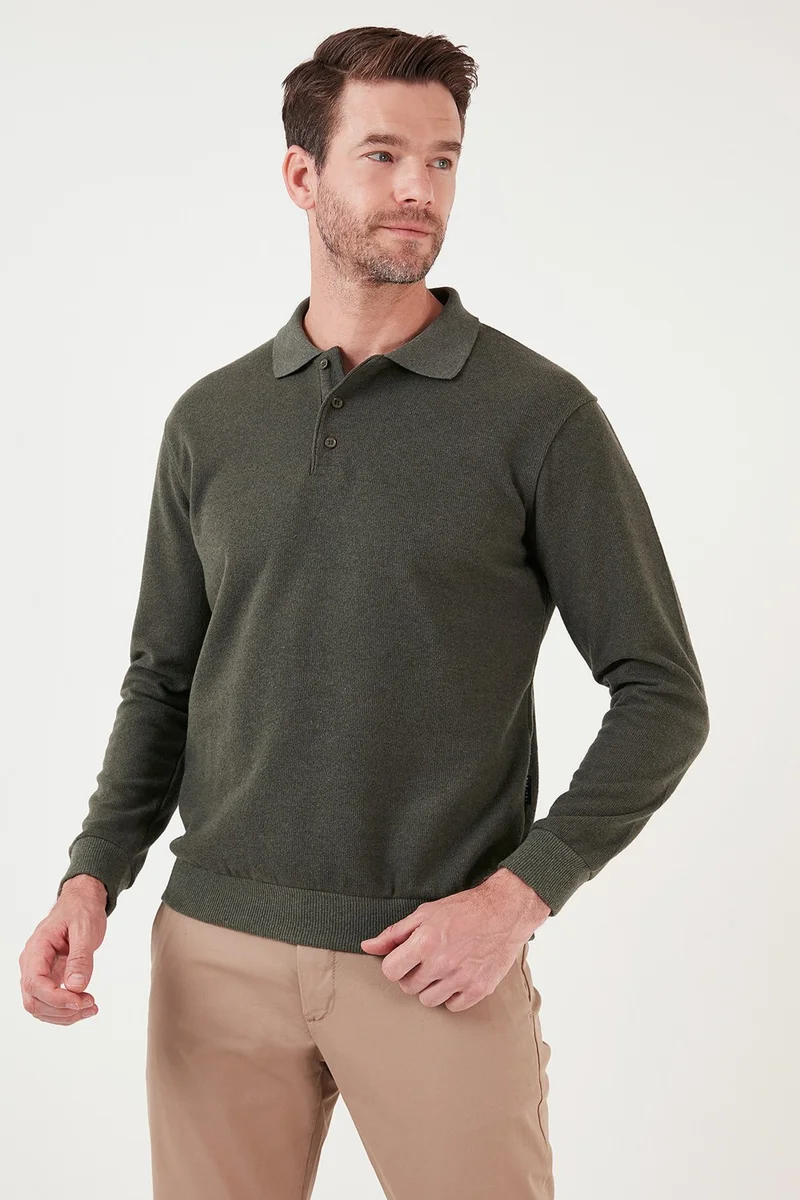 Buratti Cotton Blend Regular Fit Polo Neck Sweater Men's Sweater 456223