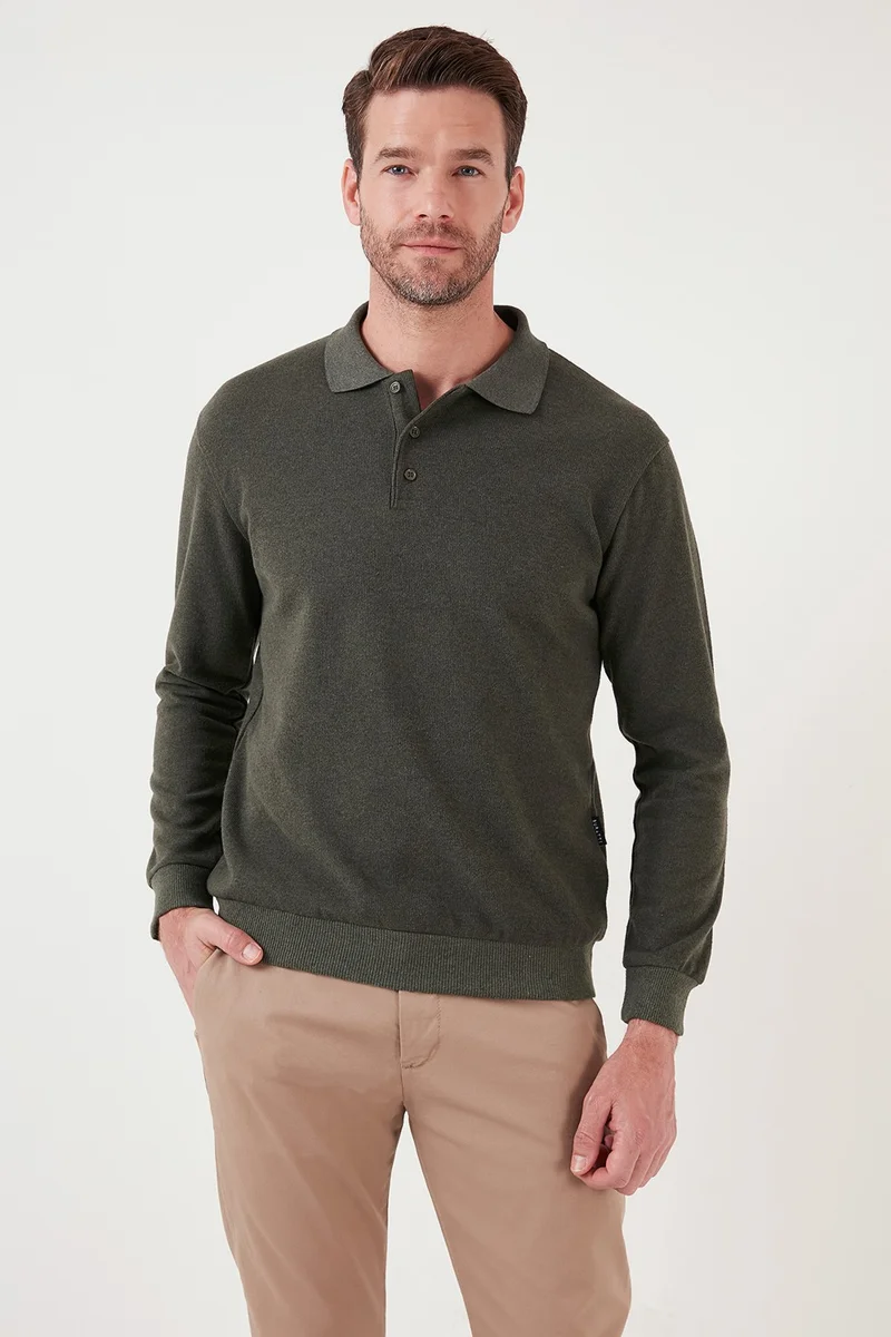 Buratti Cotton Blend Regular Fit Polo Neck Sweater Men's Sweater 456223