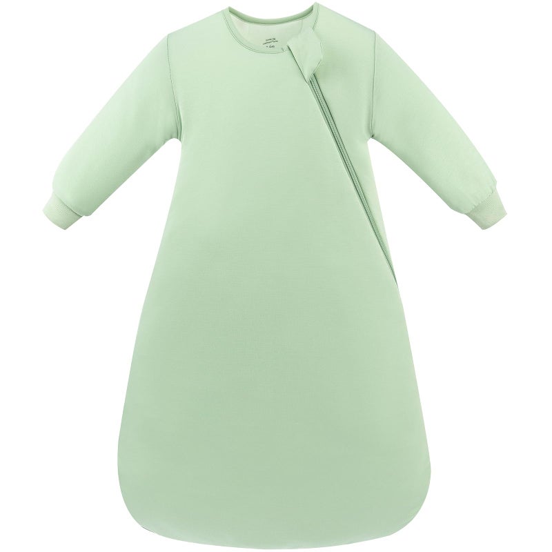 PurComfy Supersoft Long Sleeve Sleep Sack 1.0 TOG, Premium Bamboo Baby Sleeping Bag 2-Way Zipper Sleep Sack with Sleeves 15-24 Month, Sage - Image 1