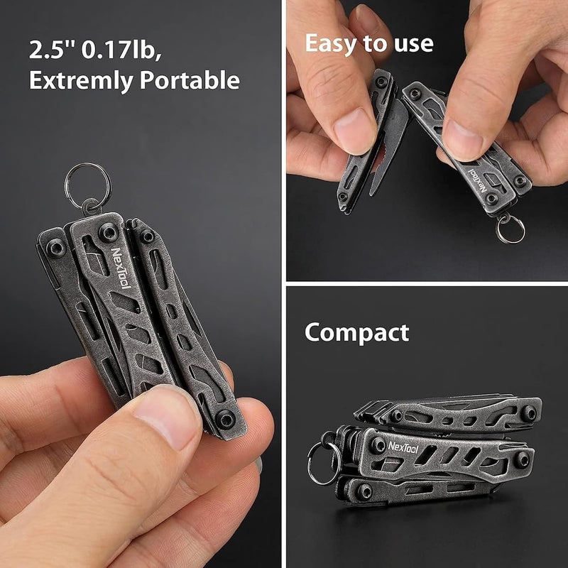 Nextool EDC Keychain Multitool, 10 in 1 Mini Pocket Knife Multi Tool with Needlenose Pliers, Scissors, Mini Useful Cool Gadgets for Men, Gifts For Dad Men Him Boyfriend-Dark - Image 4