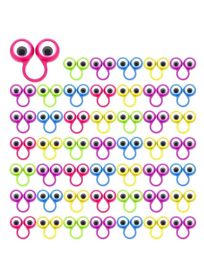 Jovitec 48 Pcs Eye Finger Puppets Toys Set Eyeball Rings Eye On Rings For Kids Googly Wiggly Eyeball Finger Puppet Party Favors For Boys Girls Classroom Prize Exchange, 5 Colors  - Image 1