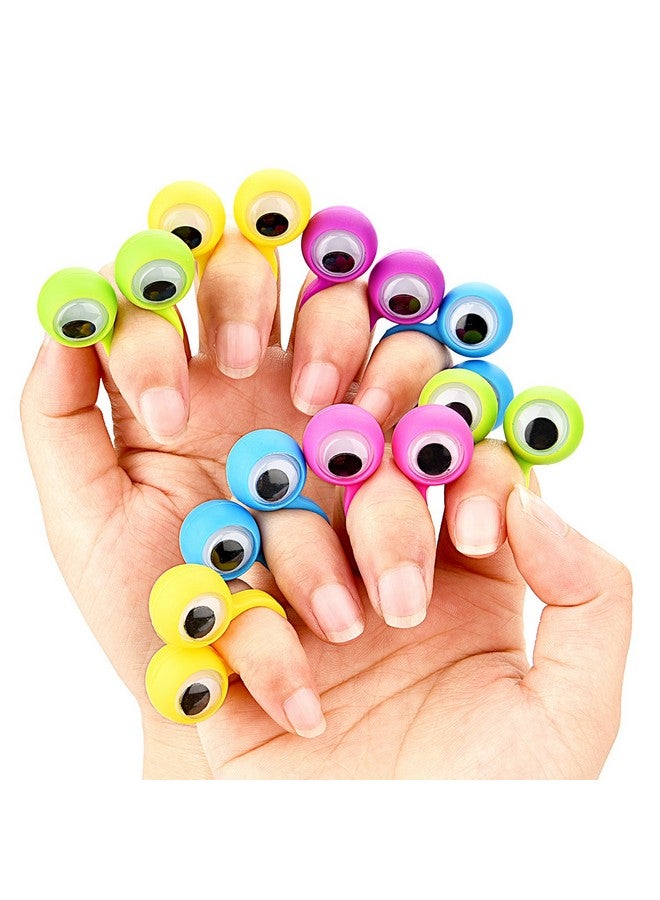 Jovitec 48 Pcs Eye Finger Puppets Toys Set Eyeball Rings Eye On Rings For Kids Googly Wiggly Eyeball Finger Puppet Party Favors For Boys Girls Classroom Prize Exchange, 5 Colors  - Image 4