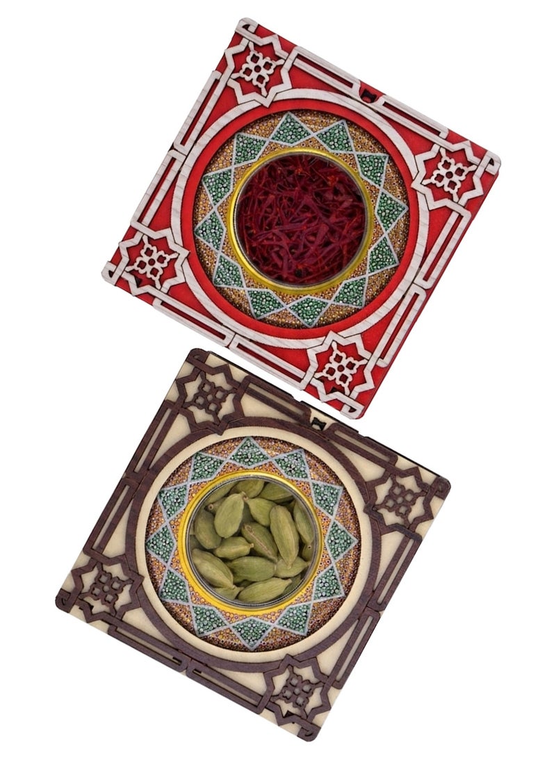 ZARCHIN Wooden Box Gift Set – 1gm Super Negin Saffron & Premium Cardamom Pods - Image 1