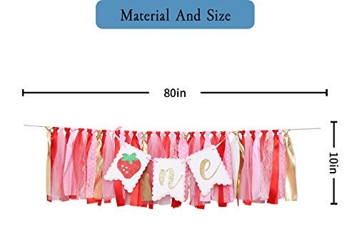 BOOMPA Berry Strawberry Theme High Chair Banner - Smash Cake Photo Prop - 1st Birthday Photo Backdrop Decorations - Souvenir and Gifts for Kids (Strawberry-2) - Image 5