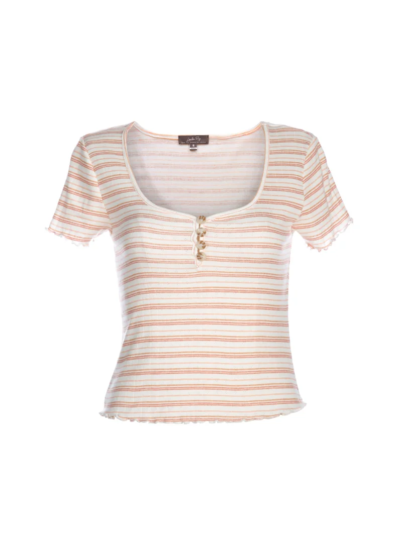London Rag Ivory Striped Casual Top