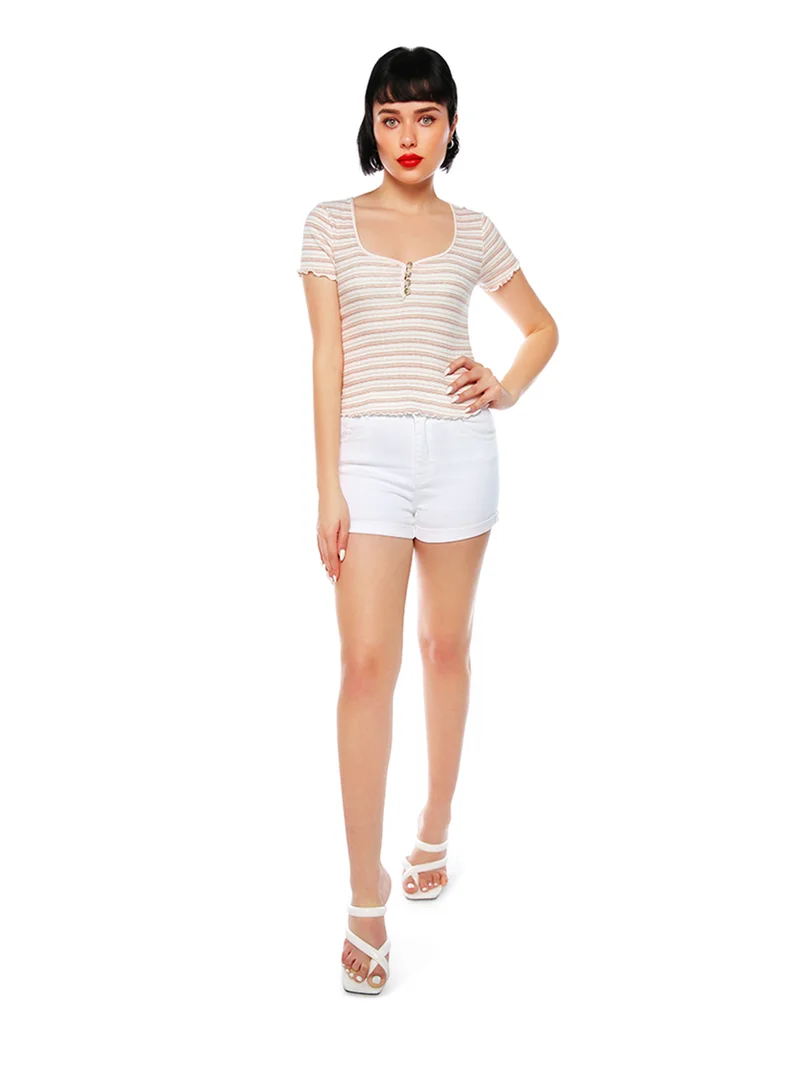London Rag Ivory Striped Casual Top