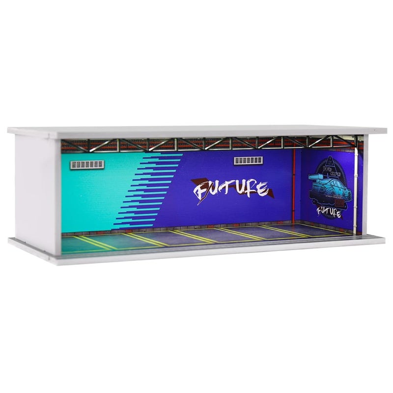 GFANS 164 Scale Hot diecast Wheels Model car scenarios Display case with LED Light and Acrylic Cover Scenes Parking lot Diorama Storage Garage Box with 6 Parking Spaces Future