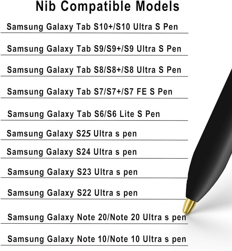 SLAUNT Replacement Metal Nibs/Tips Compatible with Samsung Galaxy Tab S10 Ultra/S9/S9 Ultra/S8/S8 Ultra/S7/S7 FE/S6 Lite/S22U/S23U/S24U/S25U S Pen 2 Pcs Metal+Plastic Nibs/Tips+Clip (3+5 pcs Set) - Image 2