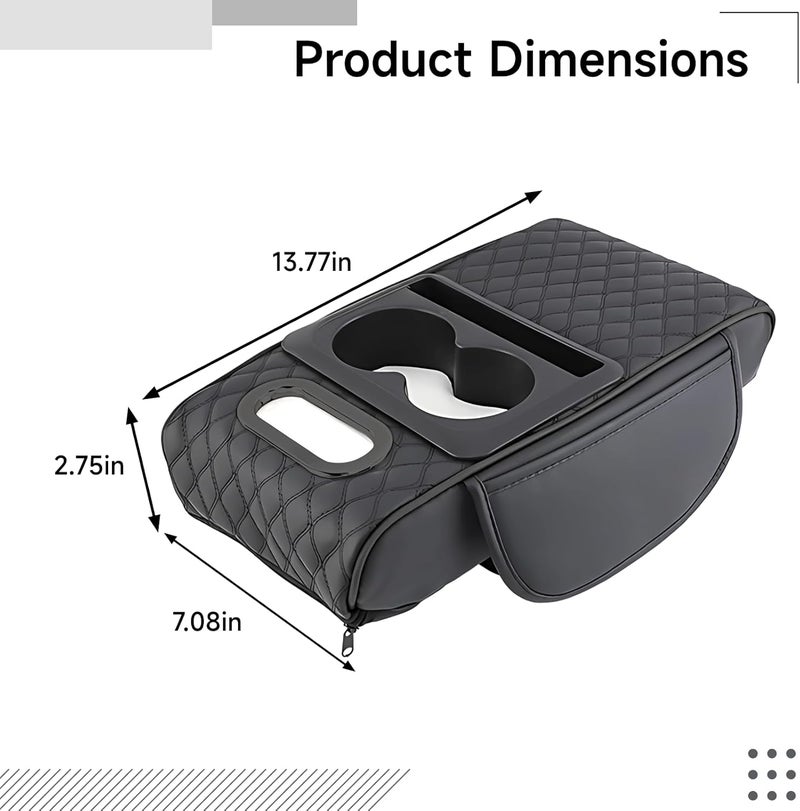 Fit 4-in-1 Car Armrest Cover Pad, Nappa Leather Center Console Organizer with Cup Holders, Tissue, and Phone Slot - Image 5