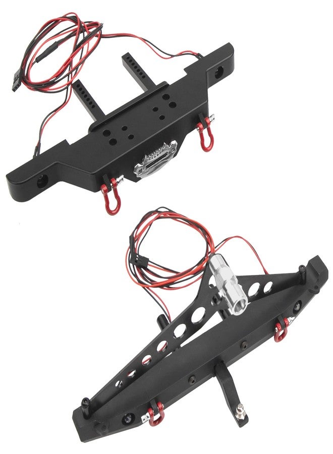 Vgoohobby RC Front Bumper & Rear Bumper with LED Lights Headlights Tow Hook Spare Tire Carrier Compatible with Axial SCX10 Traxxas TRX4 90046 90047 SCX10-iii AX10300 1/10 RC Crawler Car - Image 1