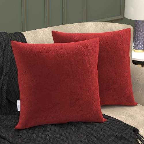 MY ARMOR Velvet Cushion Covers Set of 2-12 x 12 Inches / 30 x 30 Cm, Soft & Luxurious Cushion Cases for Bedroom, Sofa, Chair & Living Room - Maroon - Image 1