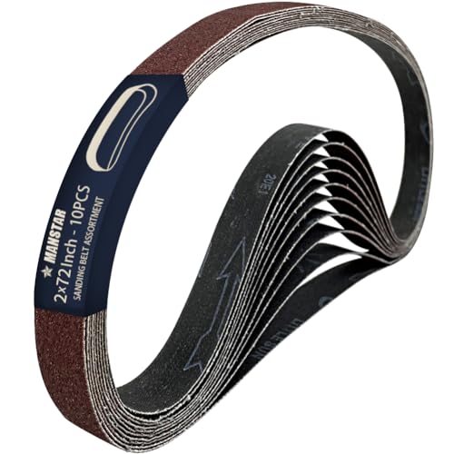abrasticle 10 Pcs 2 x 72 Inch Assorted Aluminum Oxide Sanding Belt,80/120/150/240/400 Grit - Image 1