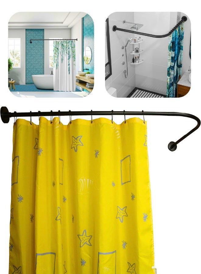 Chase Up Stretchable 304 Stainless L Shaped Bathroom Bathtub Corner Shower Curtain Rod Rack (Black :60-133 x 60-133 cm) - Image 2