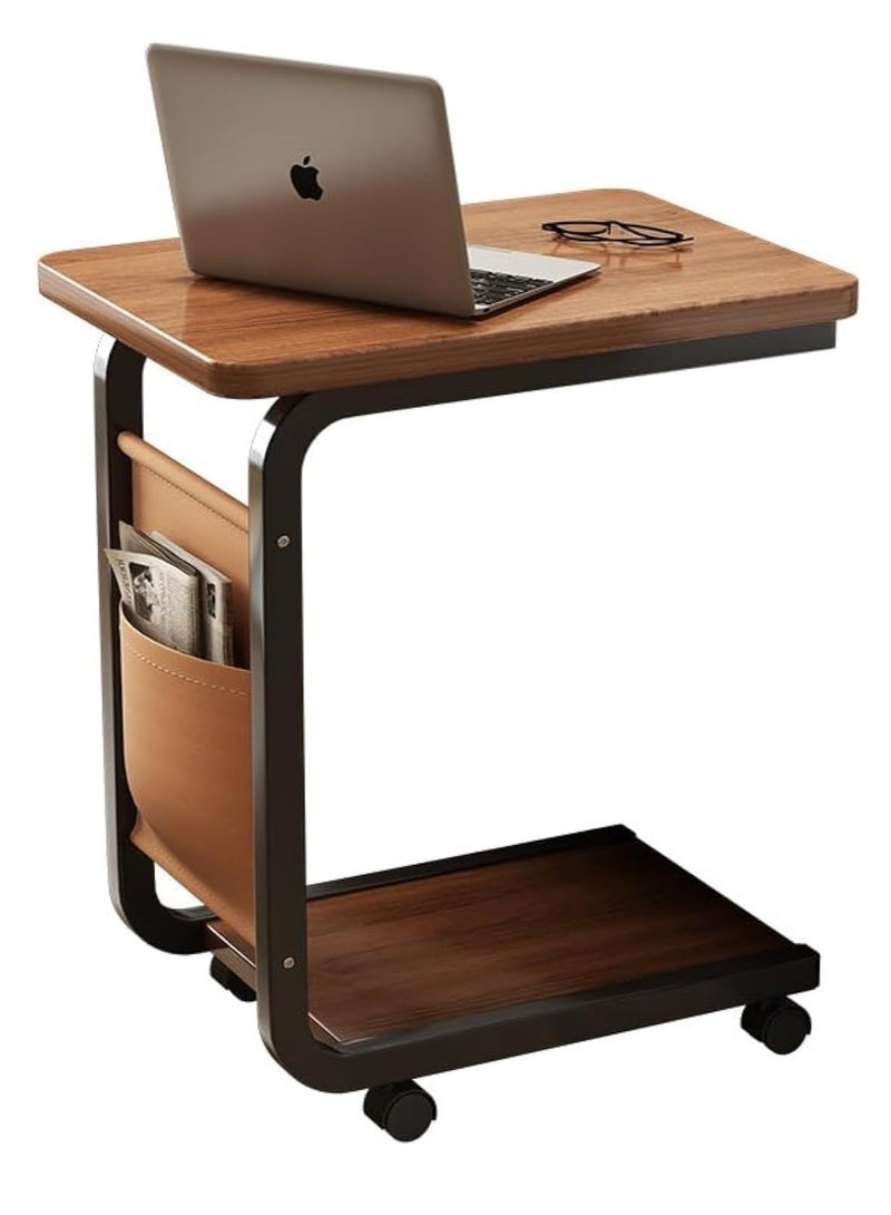 JOGAMS End Table with Wheels Sofa Side Table for Coffee Laptop Tablet C Shaped Table Mobile Beside Table for Living Room Bedroom Balcony Tea and Office - Image 1