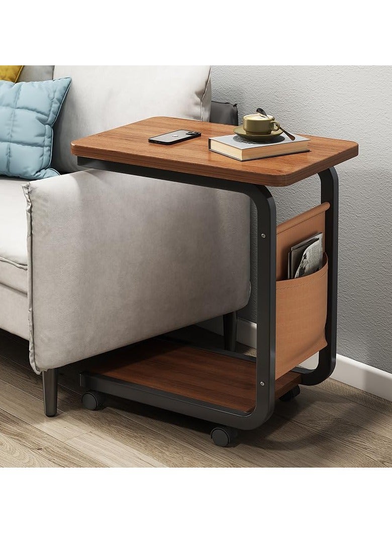 JOGAMS End Table with Wheels Sofa Side Table for Coffee Laptop Tablet C Shaped Table Mobile Beside Table for Living Room Bedroom Balcony Tea and Office - Image 2