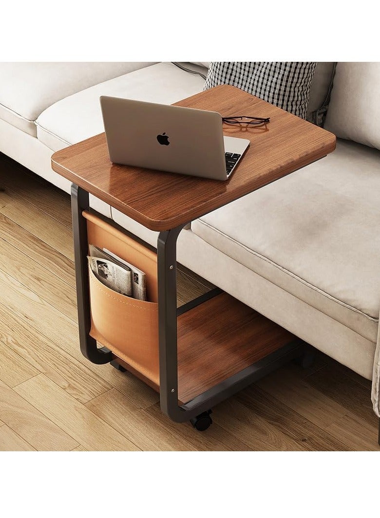 JOGAMS End Table with Wheels Sofa Side Table for Coffee Laptop Tablet C Shaped Table Mobile Beside Table for Living Room Bedroom Balcony Tea and Office - Image 4