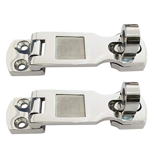NRC&XRC Pair of Marine Grade 316 Stainless Steel Heavy Duty Door Hasps with Turning Padlock Eye Mount - Image 1