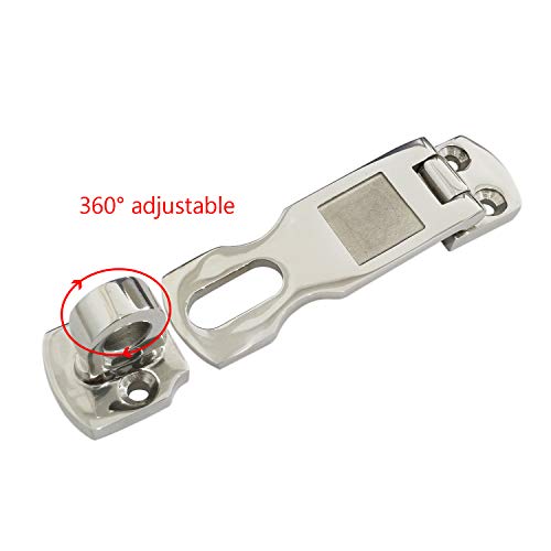 NRC&XRC Pair of Marine Grade 316 Stainless Steel Heavy Duty Door Hasps with Turning Padlock Eye Mount - Image 3