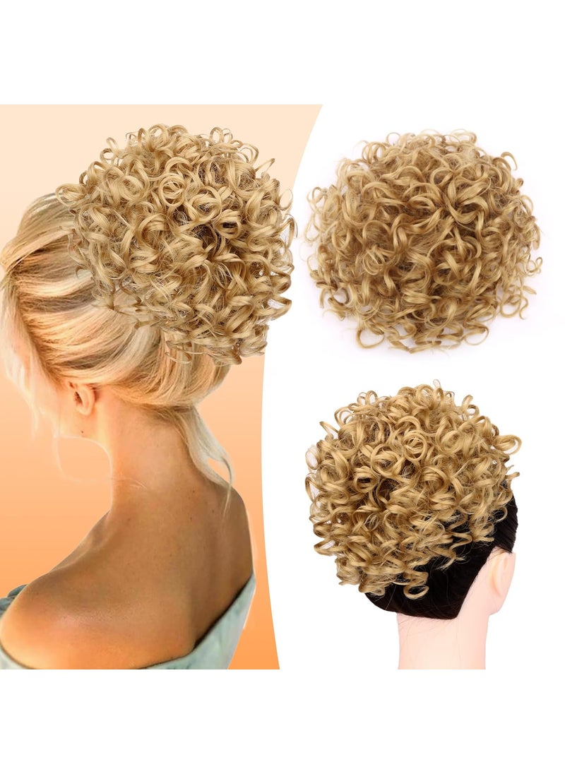 Nostalgia - NOSTALGIA Blonde Messy Bun Hair Piece Elastic Drawstring Loose Wave Curly Hair Buns Syntheitc Hair Piece Hair Bun Extensions for Women Daily Use - Image 1