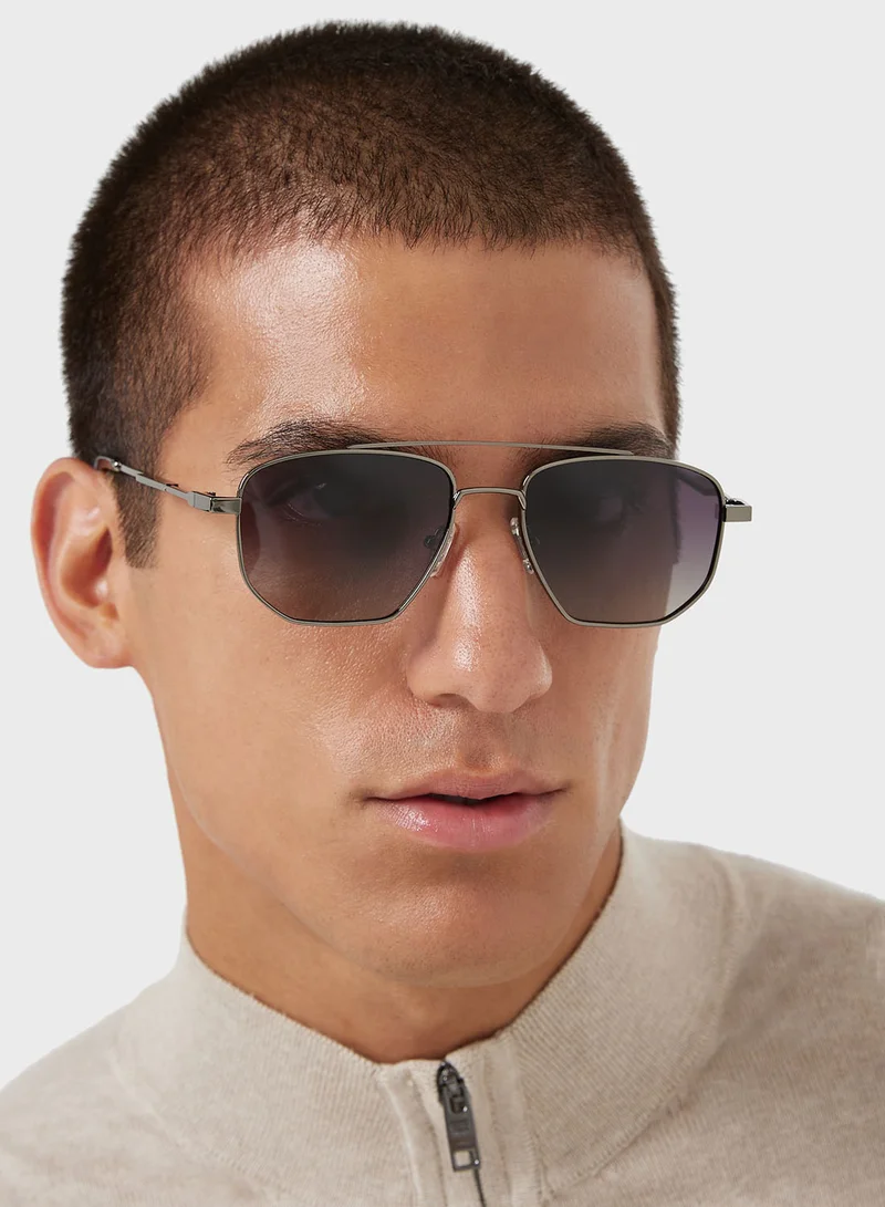 روبرت وود Polarized Gradient Lens Metal Frame Square Aviator Sunglasses