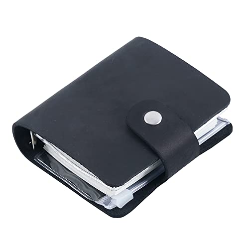 AxeWoodz A9 Genuine Leather Journal, Black Handmade Leather Pocket Size Binder Planner, Mini Vintage Leather Planner, 120 Sheets Pages, Loose Leaf 3-Ring with Snap Button Closure (Black) - Image 1