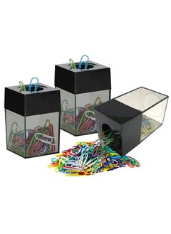 1InTheOffice Magnetic Paper Clip Dispenser Small Black 3 Pack "With 150 Clips"  - Image 1