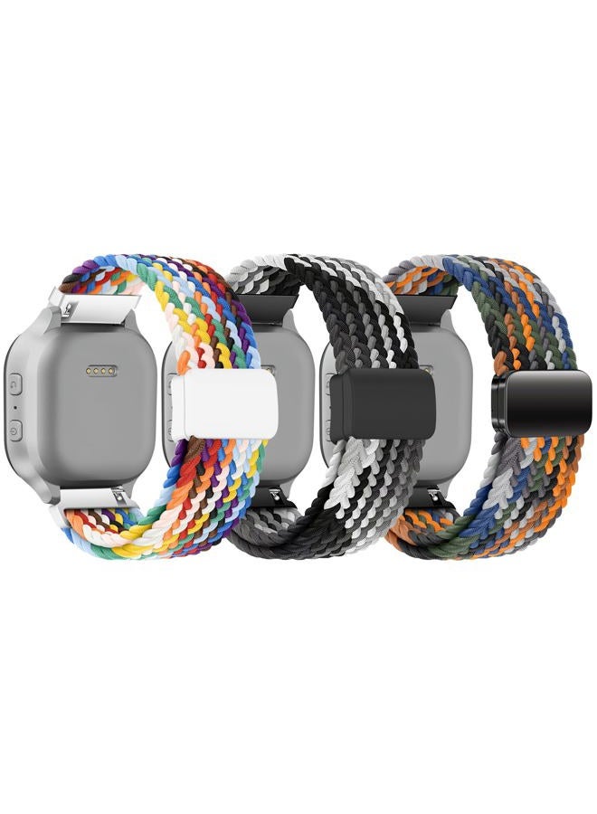 SimpleThings Braided Bands Compatible with Gabb Watch 3 2 1/Gizmo Watch 3 2 1/SyncUP Kids Watch, 3Pack Solo Loop Stretchy Bands with Adjustable Easy Buckle for Kids Boys Girls - Image 1