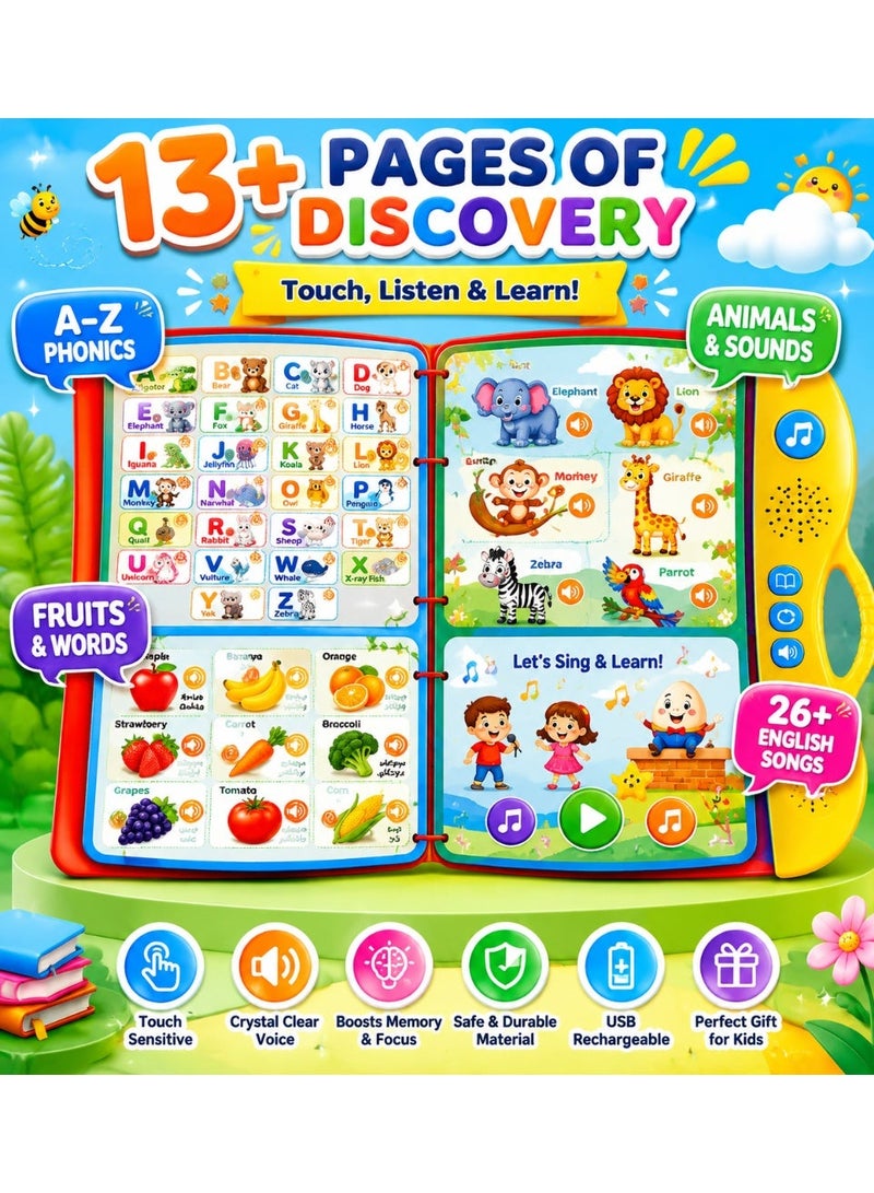 Joudiplay English learning toys for children, interactive English books, early learning devices for children, educational audio toys, English e-books for learning vocabulary and standard pronunciation, and English alphabet pronunciation books suitable for young children. E-books for early English education, electronic learning books for early education - Image 4