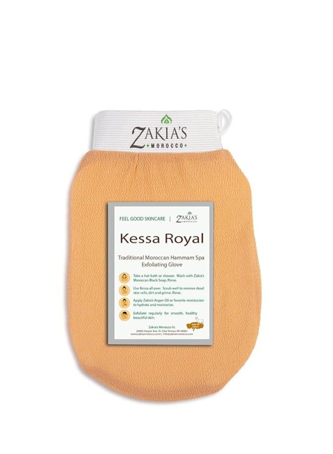 Zakia's Morocco Original Kessa Exfoliating Glove - Salmon Beige - Microdermabrasion Exfoliating Mitts, Removes unwanted dead skin, dirt and grime and Keratosis Pilaris. Great for spray tan removal 1 unit