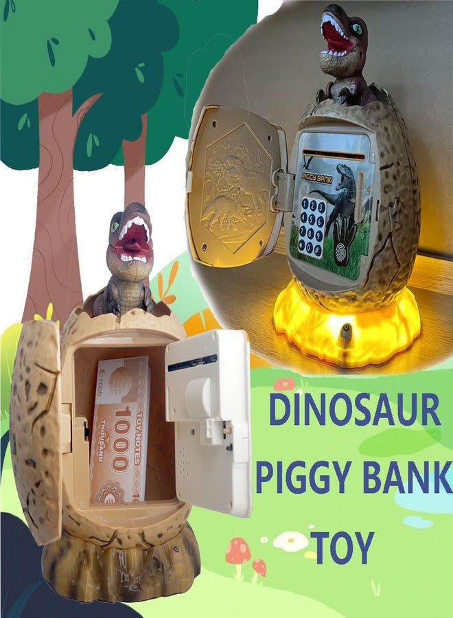 Ailejia Dinosaur Piggy Bank Toy for Kids Dinosaur Egg ATM Money Saving Box with Night Light Great Dino Decor Toys Gifts (White) - Image 4