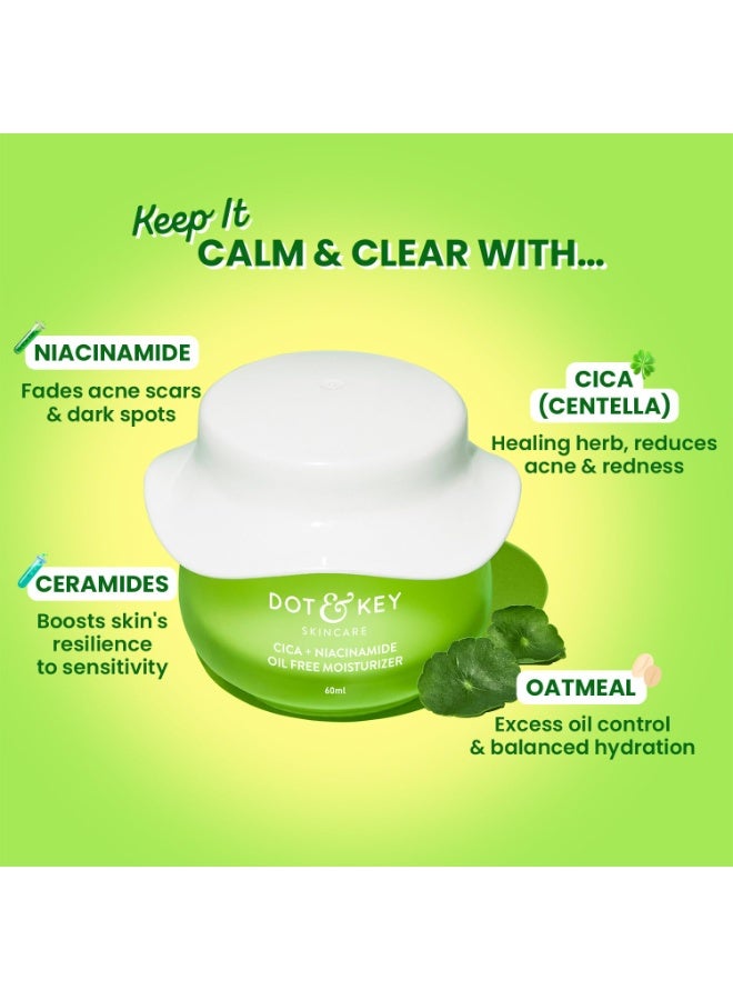 دوت آند كي نياسيناميد + سيكا (سينتيلا) مرطب خالي من الزيوت للبشرة المعرضة لحب الشباب | كريم وجه خفيف الوزن للبشرة الدهنية والحساسة | يخفي البقع الداكنة والشوائب ويلطف الاحمرار | عبوة 60 مل - Image 3