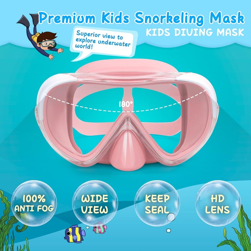 EXP VISION Kinder Taucherbrille, Kinder-Schwimmmaske 180 Anti-Fog-Tauchmaske, Kinder-Schwimmbrille mit Nasenabdeckung Auslaufsichere Schwimmbrille Anti-Shattered Lens fr Jugendliche 4-15 - Image 2