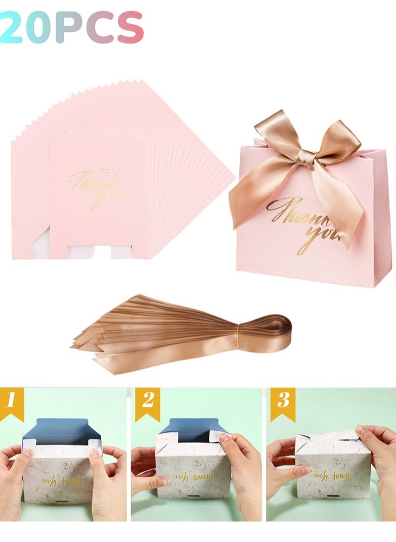 20 Pcs Small Thank You Gift Bags，Pink Party Favor Bags with Gold Bow Ribbon，,Paper Bags for Birthday Wedding Bridesmaid Holiday Valentines Day - pzsku/Z74EFE9B814329EAB621BZ/45/_/1735807784/56ba4ae7-5c01-468a-b6ef-7835b0fc2714