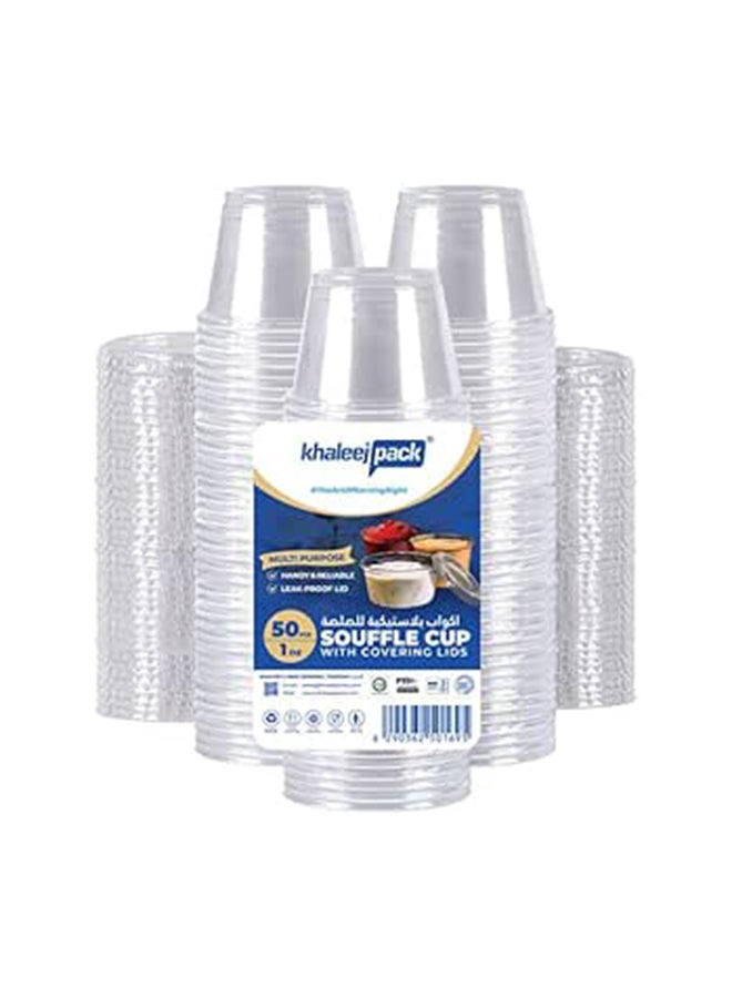 Khaleej Pack عبوة من 50، أكواب توابل سعة 2 أونصة، حاويات صلصة وغمس بلاستيكية قابلة للتصرف مع أغطية - Image 2
