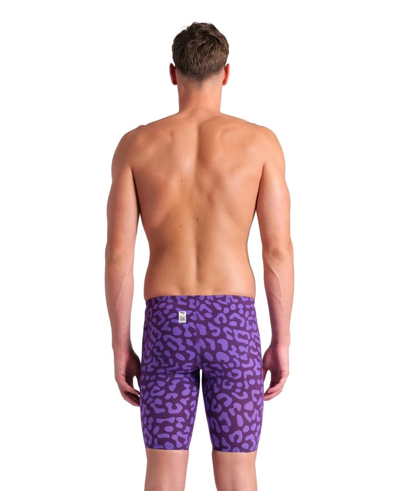 ARENA Powerskin Carbon Air2 Men's Racing Jammer Limited Edition Athletic Tech Suit Competitive Racing Swimsuit Endurance Swimwear, Leopard Print Violet, US Size 26 - Image 2