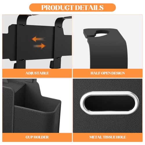 STHIRA® Car Backseat Organizer Car Storage Organizer with Multi Compartments Car Headrest Backseat Storage Box with Tissue Holder & Dual Hooks Durable PU Leather Rear Seat Organizer for Phones, Bags - Image 5
