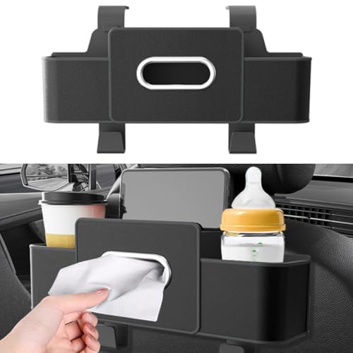 STHIRA® Car Backseat Organizer Car Storage Organizer with Multi Compartments Car Headrest Backseat Storage Box with Tissue Holder & Dual Hooks Durable PU Leather Rear Seat Organizer for Phones, Bags - Image 1