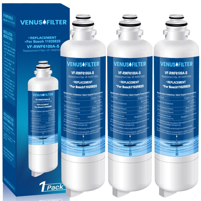 12033030 Replacement for Bosch Water F Ilter Compatible with BORPLFTR50 11025825 BORPLFTR55 WFC100MF B36CT80SNS B36CL80ENS 3 PCS