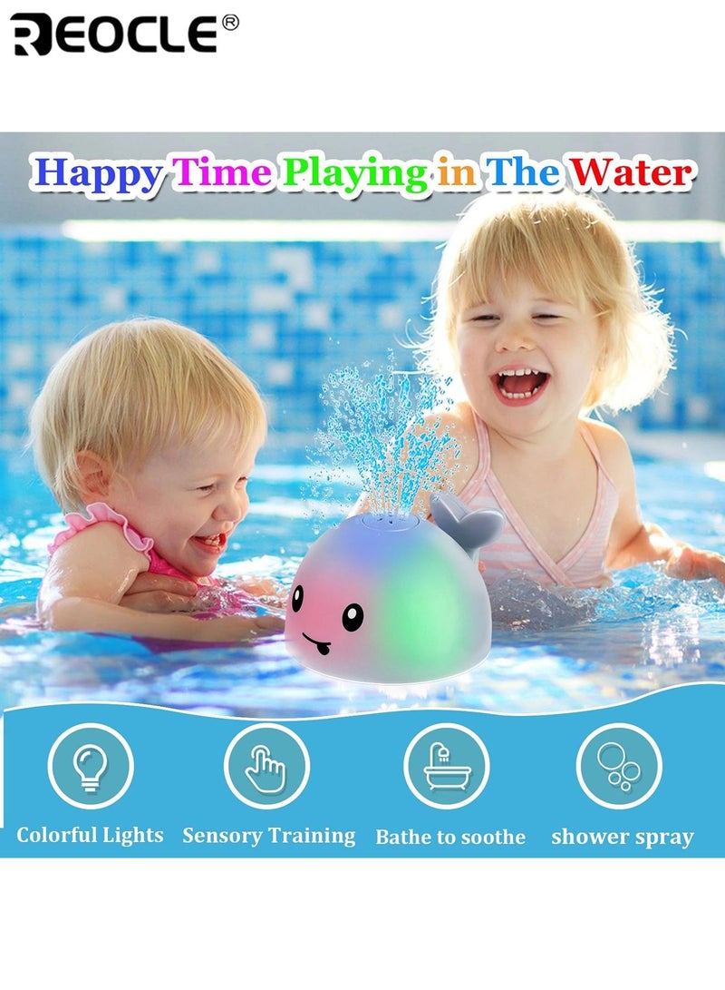 ريوكل لعبة حمام الحوت للأطفال مع رشاش ماء وإضاءة وتصميم تفاعلي، لعبة حمام الأطفال مع رشاش ماء للاستمتاع بحمام الأطفال الصغار - Image 3