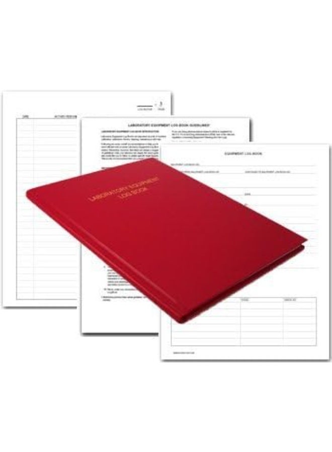 BookFactory Lab Equipment Log Book - 96 Pages, 8'' x 10'', Red Cover, Section Sewn Hardbound (Made in USA)