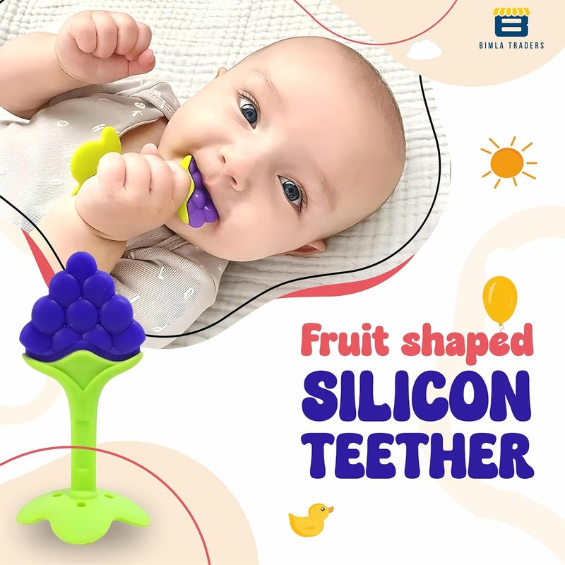 BTfash Baby Tree and Fruits Shape Teether Teething | Natural Organic Freezer Safe for Newborn Infant, Babies | Silicone BPA Free | Gum Pain Relief 3D Soother Set (Pack of 3) - Image 2