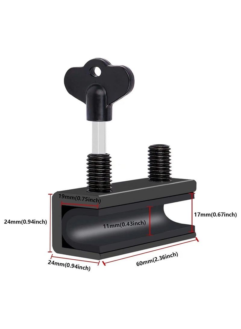 فلوشرينيك أقفال النوافذ، 4 مجموعات من أقفال النوافذ المنزلقة مع مفتاح سهل التركيب، للأبواب والنوافذ المنزلقة الرأسية والأفقية، قفل نافذة أمان قابل للتعديل للفناء وغرفة النوم والمنزل والمكتب (أسود) - Image 2