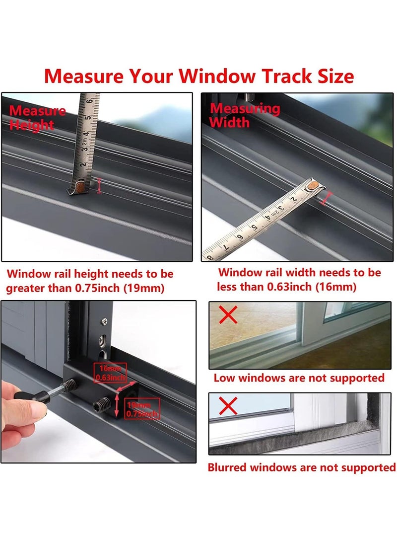 فلوشرينيك أقفال النوافذ، 4 مجموعات من أقفال النوافذ المنزلقة مع مفتاح سهل التركيب، للأبواب والنوافذ المنزلقة الرأسية والأفقية، قفل نافذة أمان قابل للتعديل للفناء وغرفة النوم والمنزل والمكتب (أسود) - Image 5